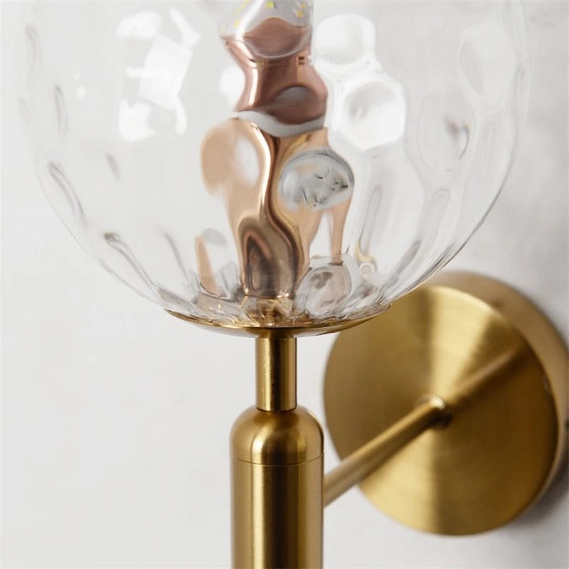 Scandinavian Brass Glass Globe Wall Sconce LED 1-Light
