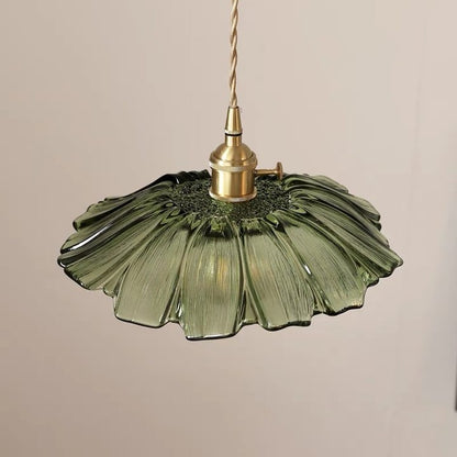 Retro Glass Fluted Shade Pendant Light 1-Light
