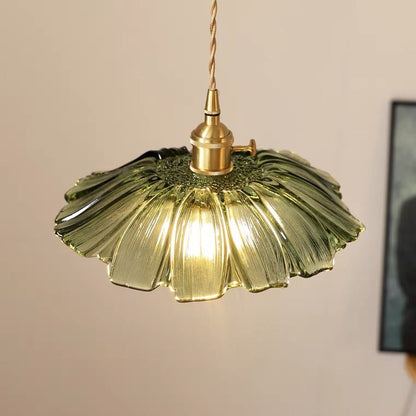 Retro Glass Fluted Shade Pendant Light 1-Light