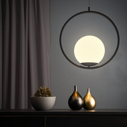 Contemporary Glass Minimal Frame Pendant Light 1-Light