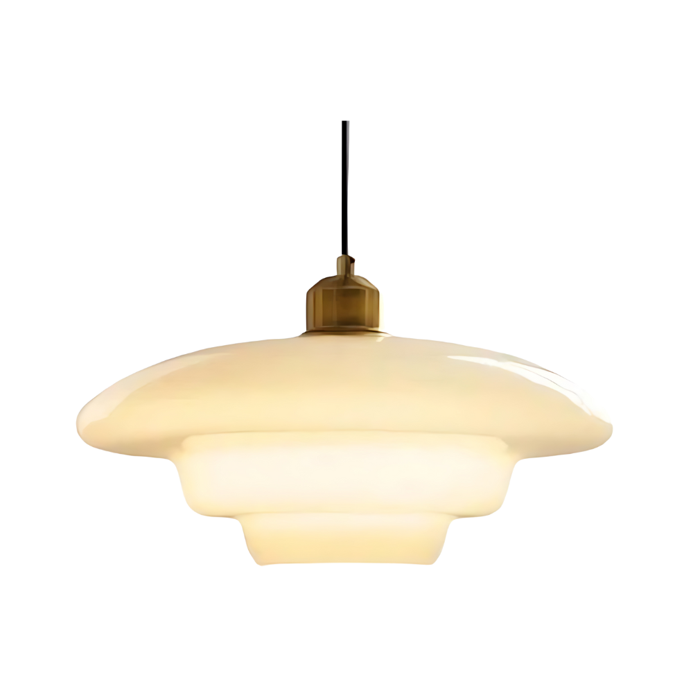 Art Deco Brass Dome Shade Pendant Light 1-Light