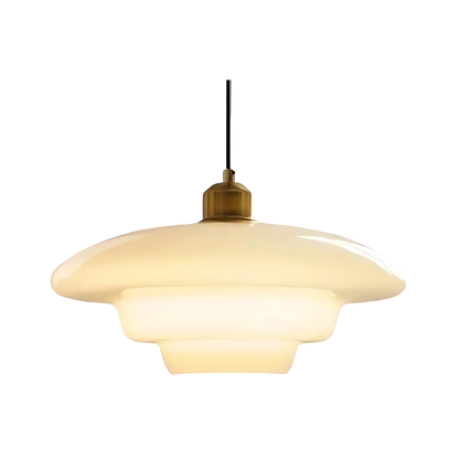 Art Deco Brass Dome Shade Pendant Light 1-Light