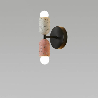 Japanese Wabi-Sabi Cement Cylinder Wall Sconce Lamp 2-Light