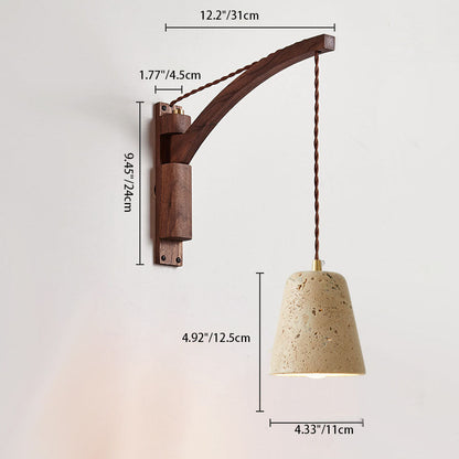 Japanese Wabi-Sabi Wood Glass Dome Wall Sconce Lamp 1-Light