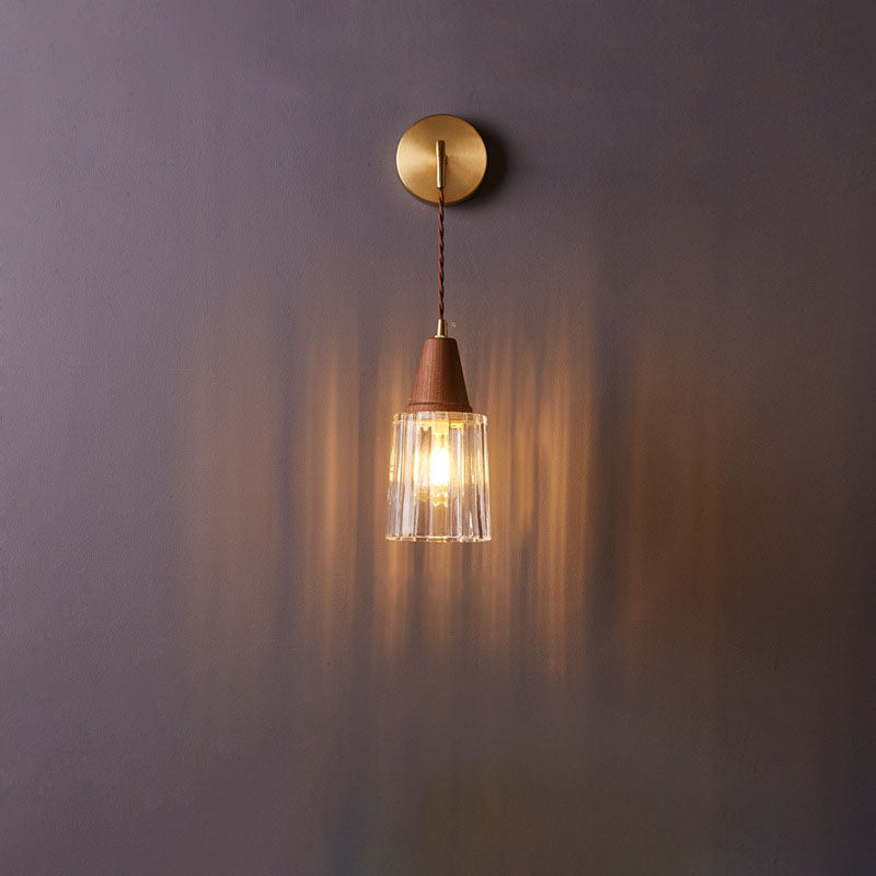Japanese Glass Cone Wall Sconce Lamp 1-Light