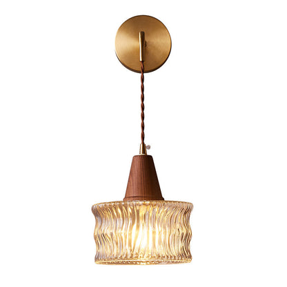 Japanese Glass Cone Wall Sconce Lamp 1-Light