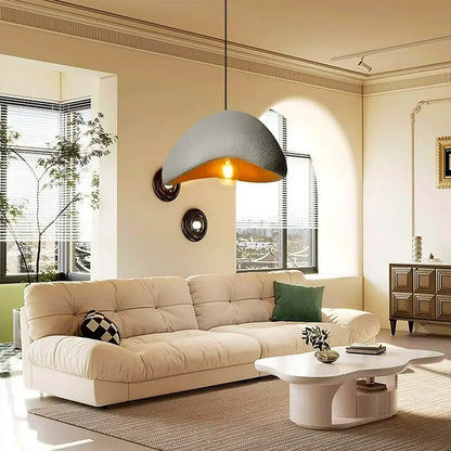 Japandi Polystyrene Textured Shade Pendant Light 1-Light