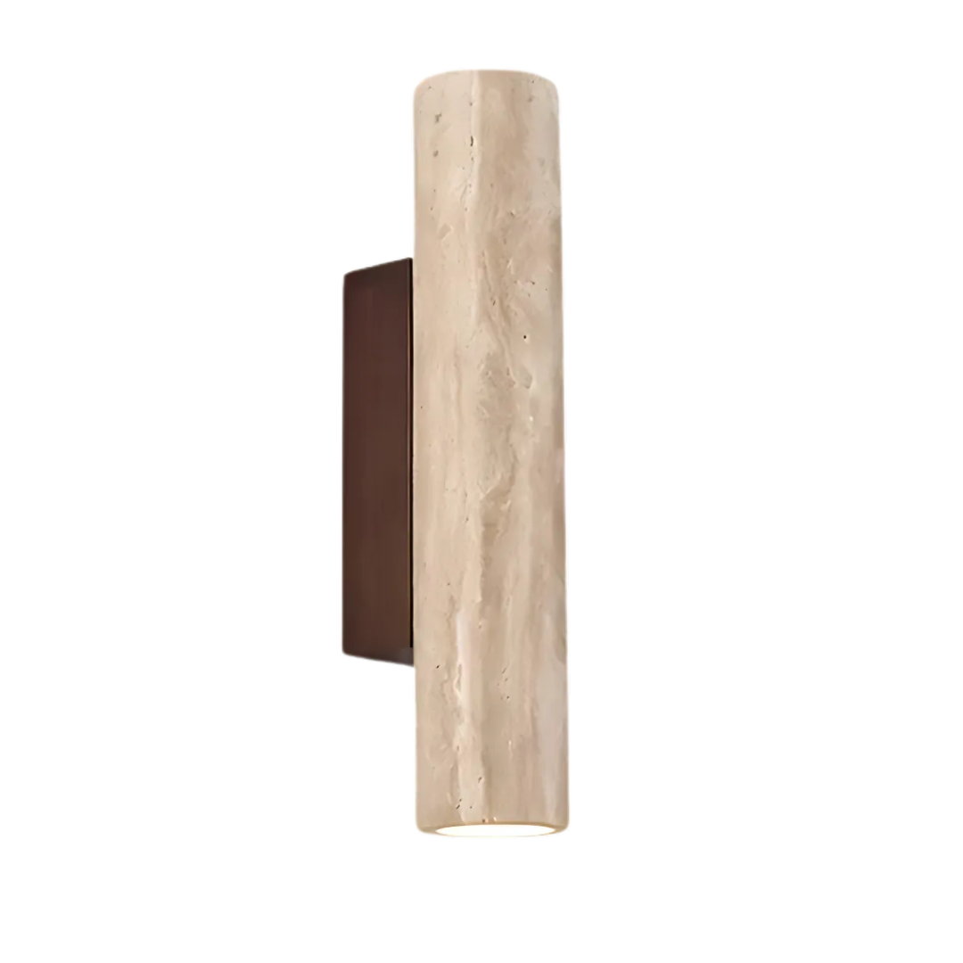 Contemporary Minimalist Travertine Marble Cylinder Wall Sconce LED 2-Light