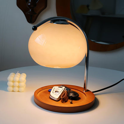 Contemporary Metal Shade Wooden Table Lamp 1-Light