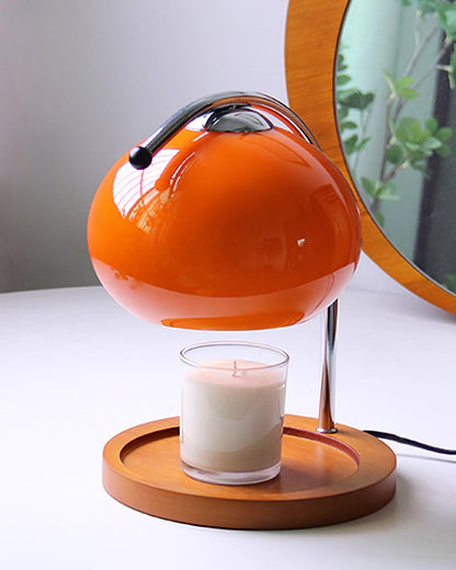 Contemporary Metal Shade Wooden Table Lamp 1-Light