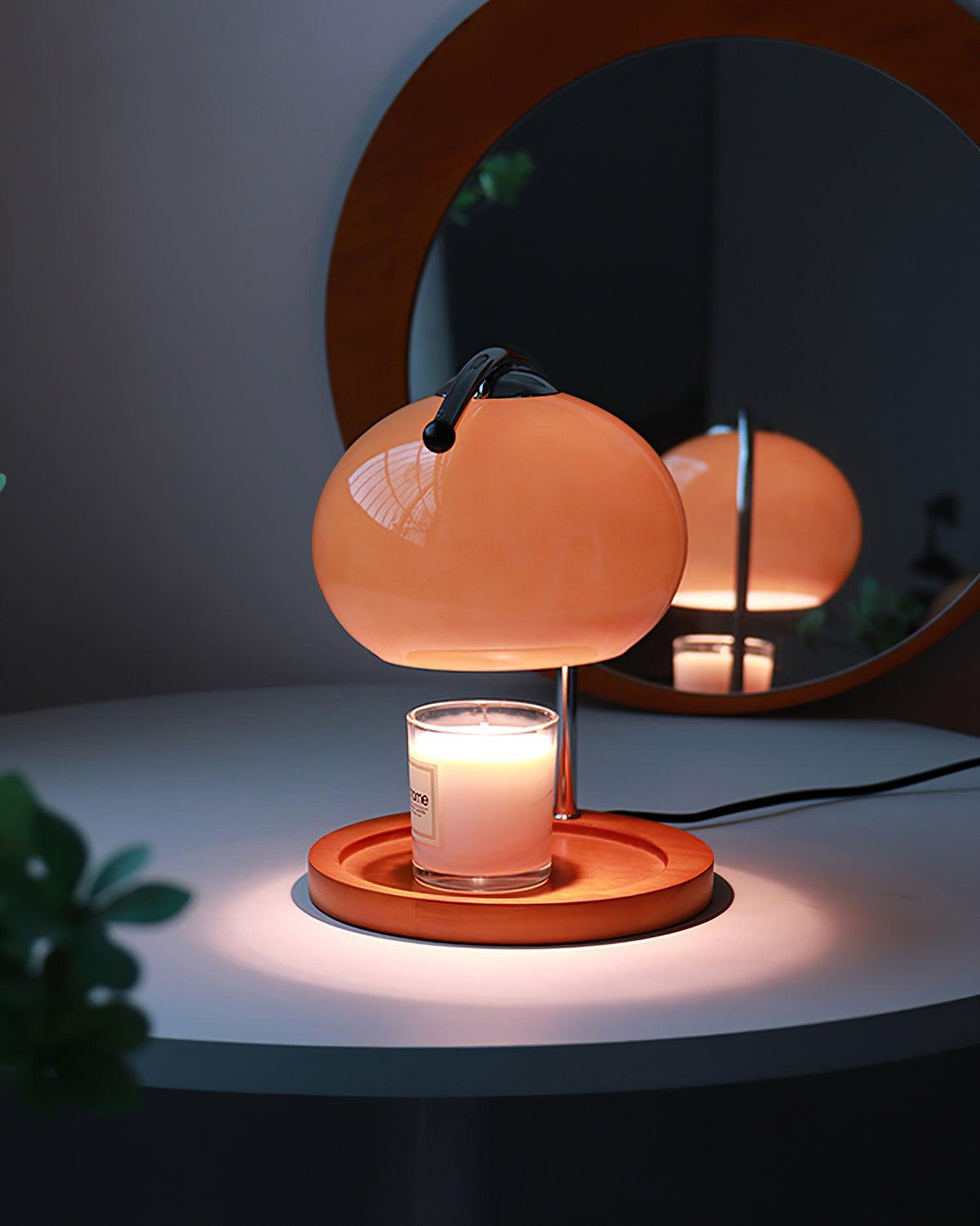 Contemporary Metal Shade Wooden Table Lamp 1-Light