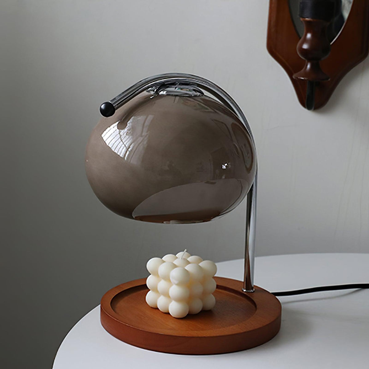 Contemporary Metal Shade Wooden Table Lamp 1-Light