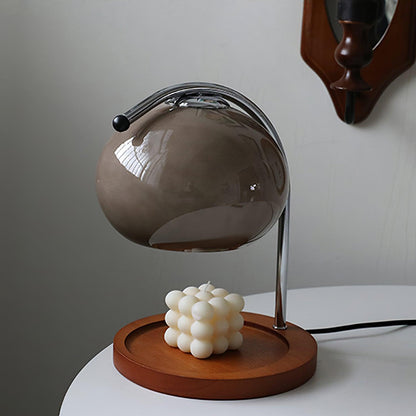 Contemporary Metal Shade Wooden Table Lamp 1-Light