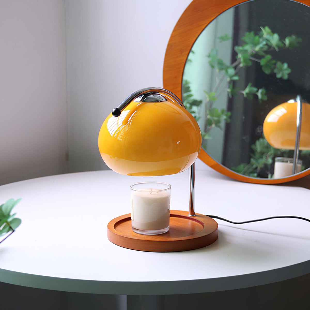 Contemporary Metal Shade Wooden Table Lamp 1-Light