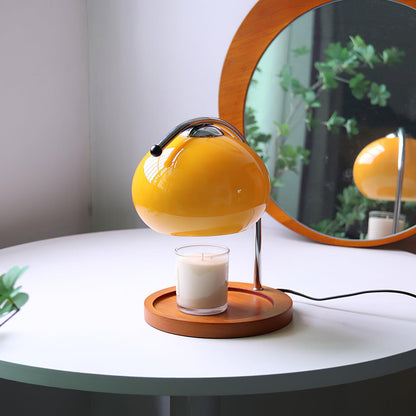Contemporary Metal Shade Wooden Table Lamp 1-Light