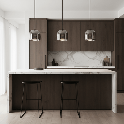 Contemporary Glass Black Cord Pendant Light 1-Light