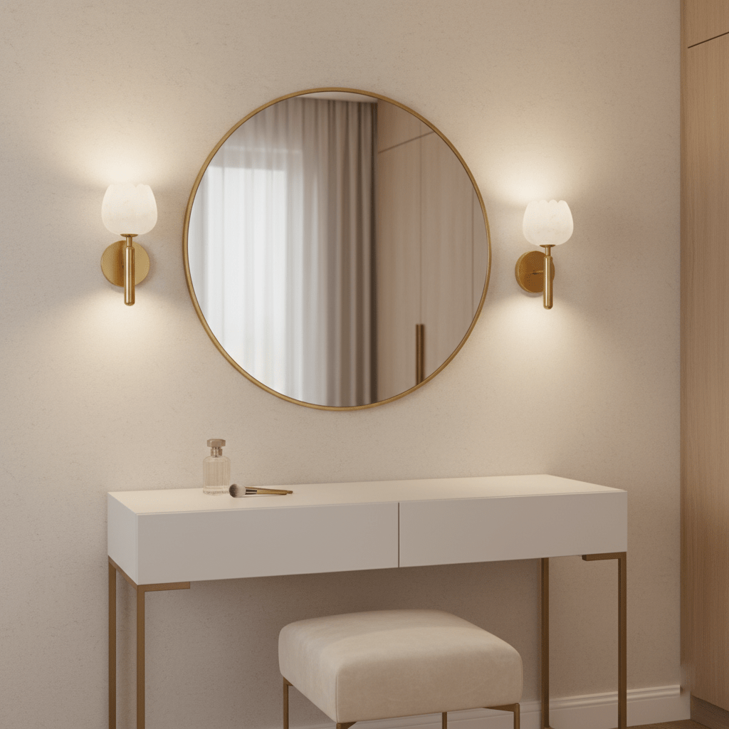 Contemporary Glass Round Backplate Wall Light 1-Light