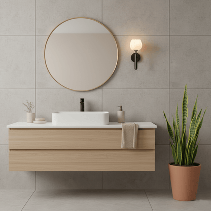Contemporary Glass Round Backplate Wall Light 1-Light