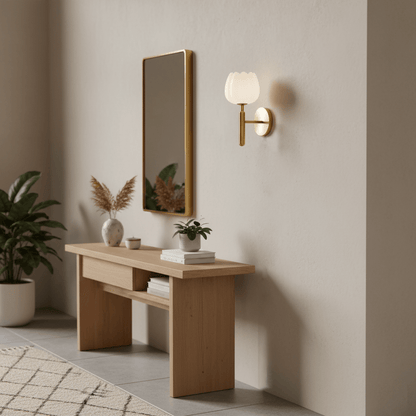 Contemporary Glass Round Backplate Wall Light 1-Light