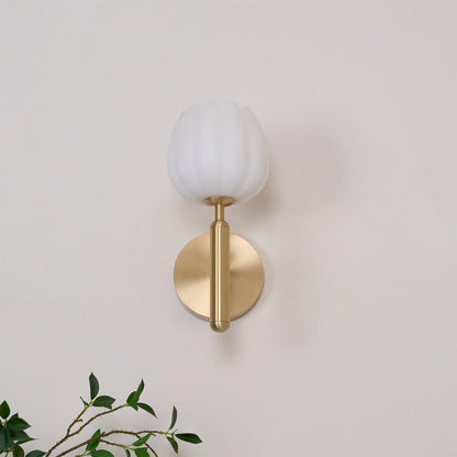 Contemporary Glass Round Backplate Wall Light 1-Light