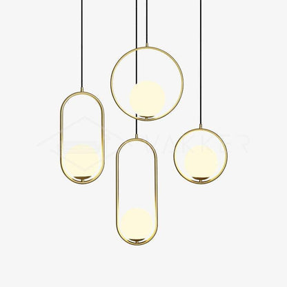 Modern Brass Ring Globe Glass Pendant Light 1-Light