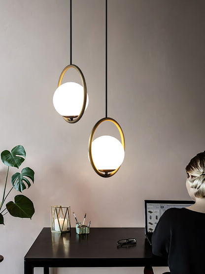Modern Brass Ring Globe Glass Pendant Light 1-Light