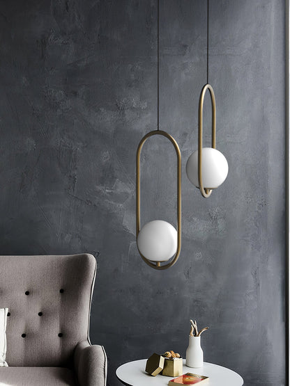 Modern Brass Ring Globe Glass Pendant Light 1-Light