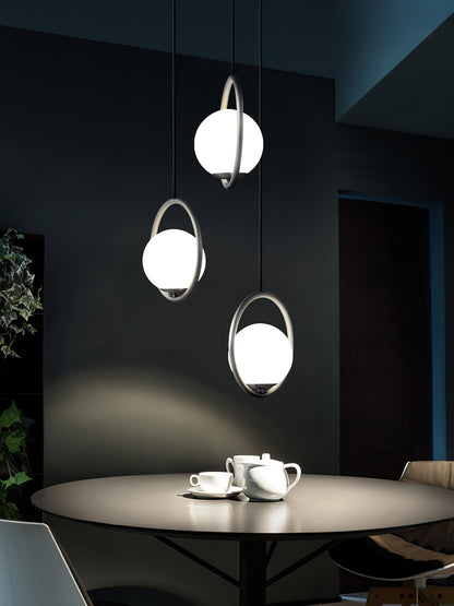 Modern Brass Ring Globe Glass Pendant Light 1-Light