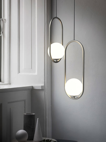 Modern Brass Ring Globe Glass Pendant Light 1-Light