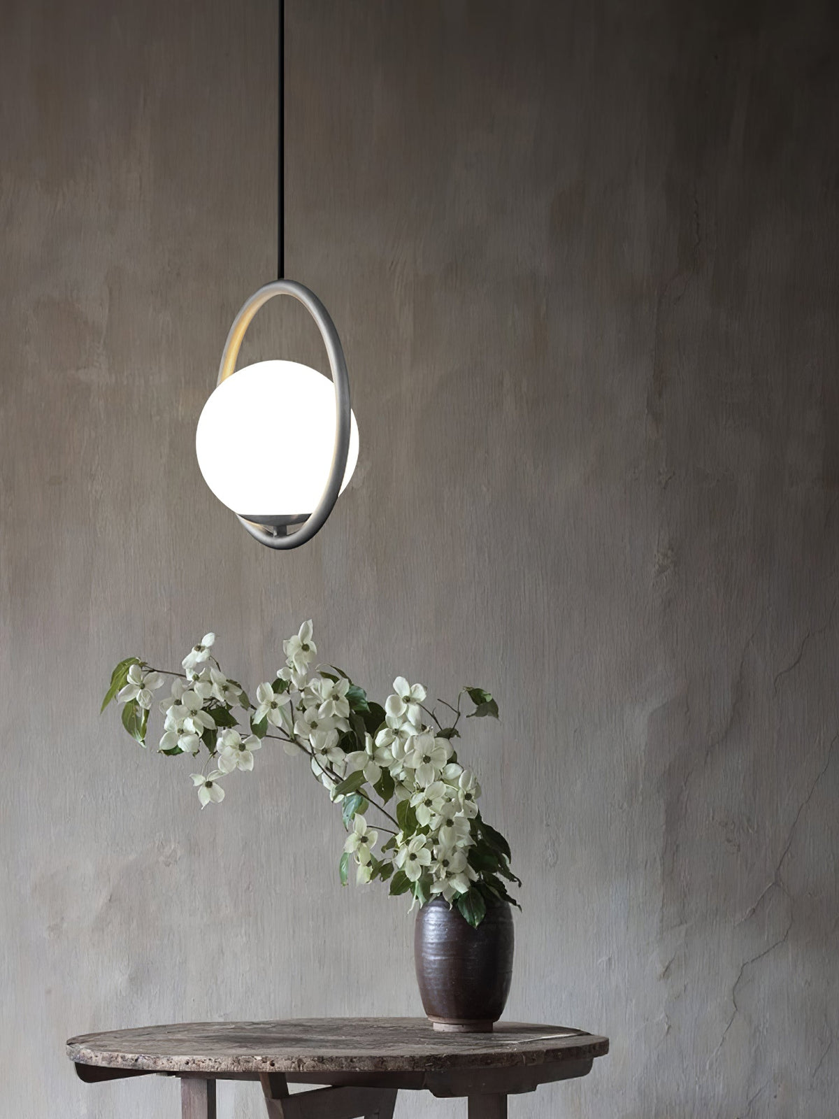Modern Brass Ring Globe Glass Pendant Light 1-Light
