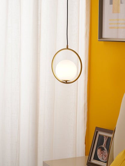 Modern Brass Ring Globe Glass Pendant Light 1-Light