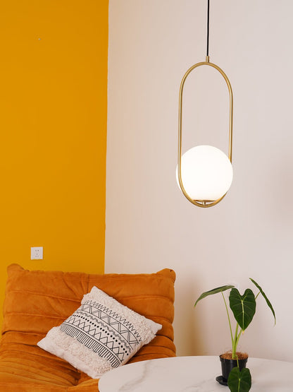 Modern Brass Ring Globe Glass Pendant Light 1-Light