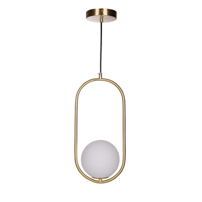 Modern Brass Ring Globe Glass Pendant Light 1-Light
