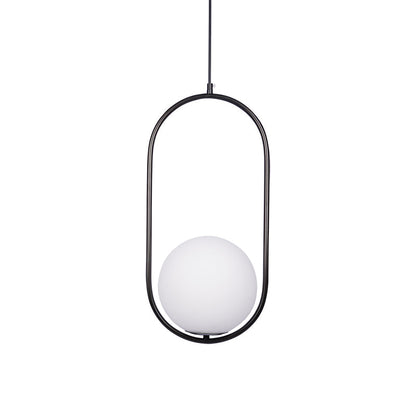 Modern Brass Ring Globe Glass Pendant Light 1-Light