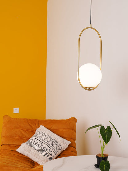Modern Brass Ring Globe Glass Pendant Light 1-Light