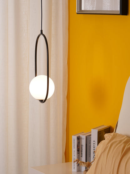 Modern Brass Ring Globe Glass Pendant Light 1-Light