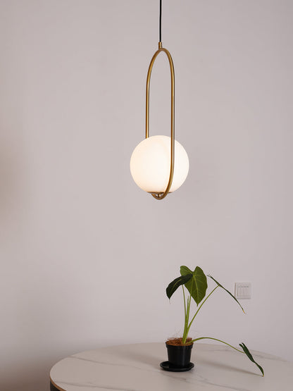 Modern Brass Ring Globe Glass Pendant Light 1-Light