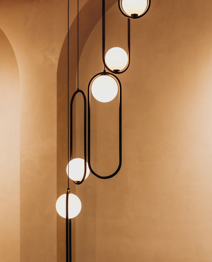 Modern Brass Ring Globe Glass Pendant Light 1-Light