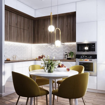 Modern Brass Ring Globe Glass Pendant Light 1-Light