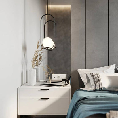 Modern Brass Ring Globe Glass Pendant Light 1-Light