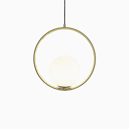 Modern Brass Ring Globe Glass Pendant Light 1-Light