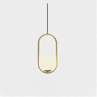 Modern Brass Ring Globe Glass Pendant Light 1-Light