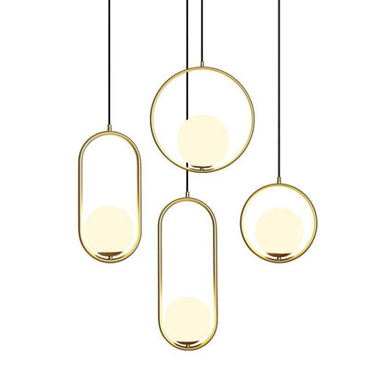 Modern Brass Ring Globe Glass Pendant Light 1-Light