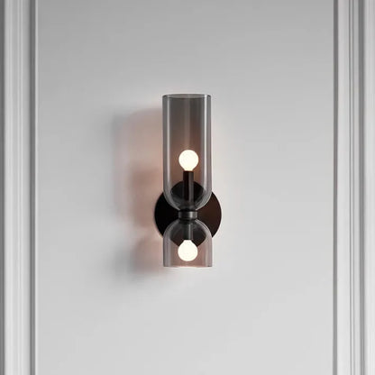 Modern Glass Cylinder LED Wall Light 2-Light