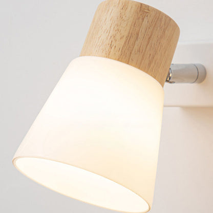 Modern Minimal Wood Cone Wall Sconce Lamp 2-Light