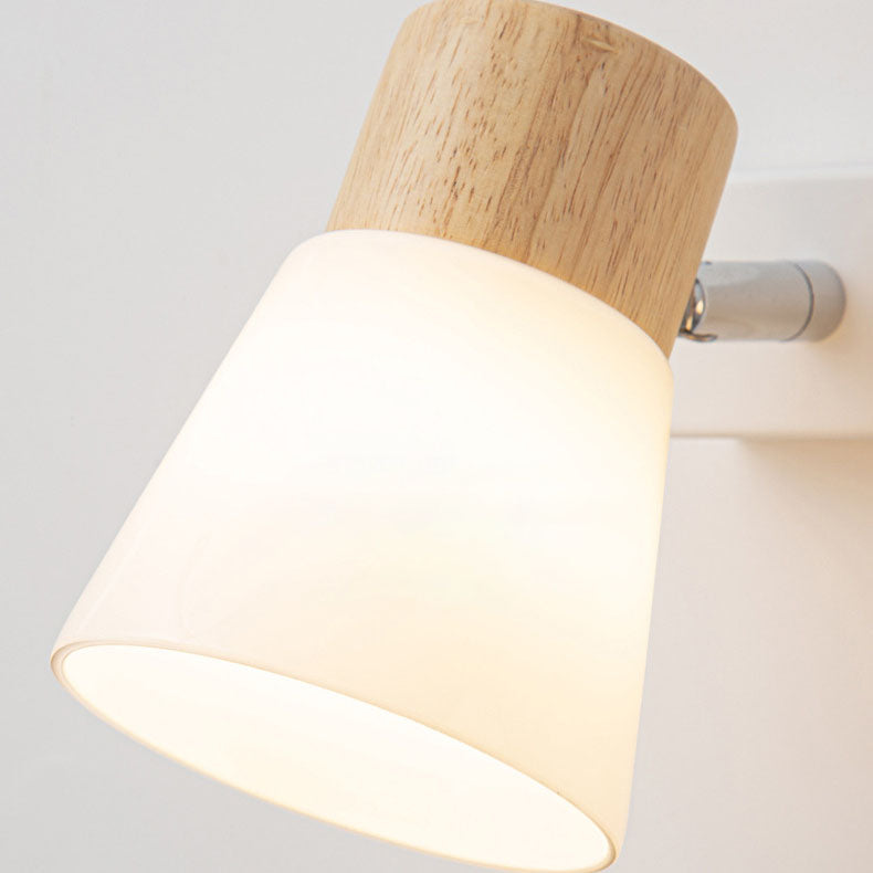 Modern Minimal Wood Cone Wall Sconce Lamp 2-Light