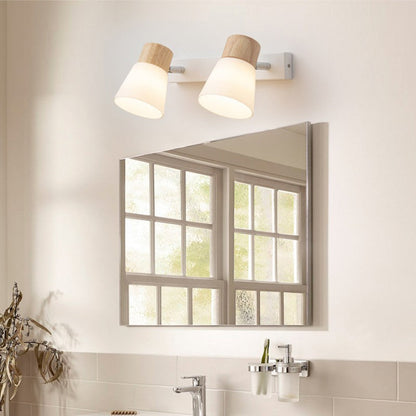 Modern Minimal Wood Cone Wall Sconce Lamp 2-Light