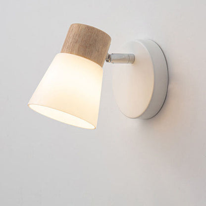Modern Minimal Wood Cone Wall Sconce Lamp 2-Light