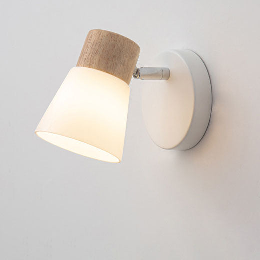 Modern Minimal Wood Cone Wall Sconce Lamp 2-Light