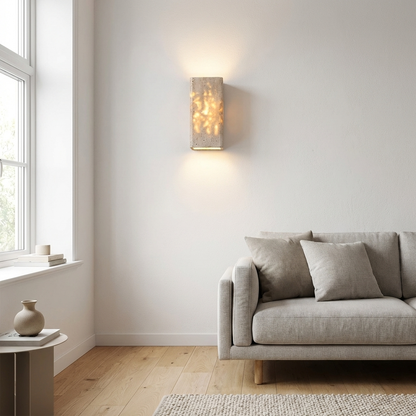 Contemporary Travertine Stone Rectangular Wall Light LED 1-Light